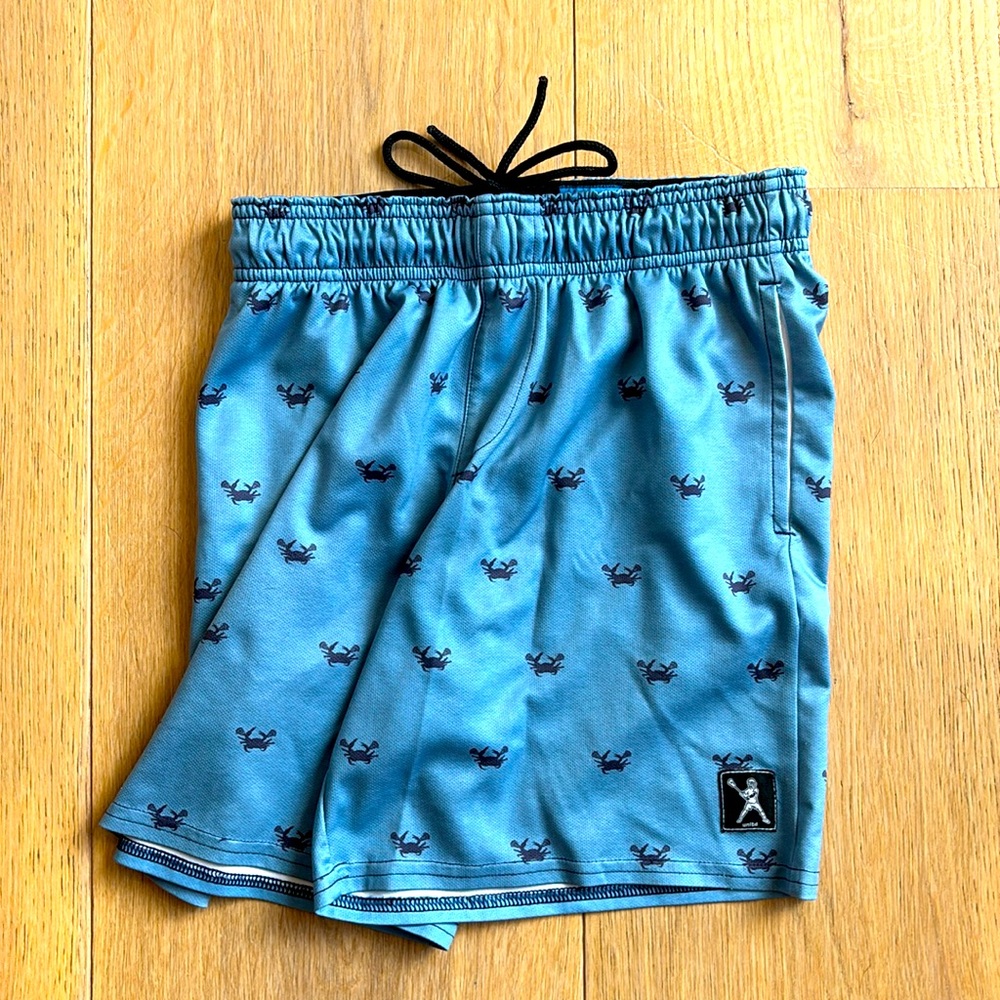 Blue Crab Athletic Elastic Waistband Shorts Black Drawstring Shorts